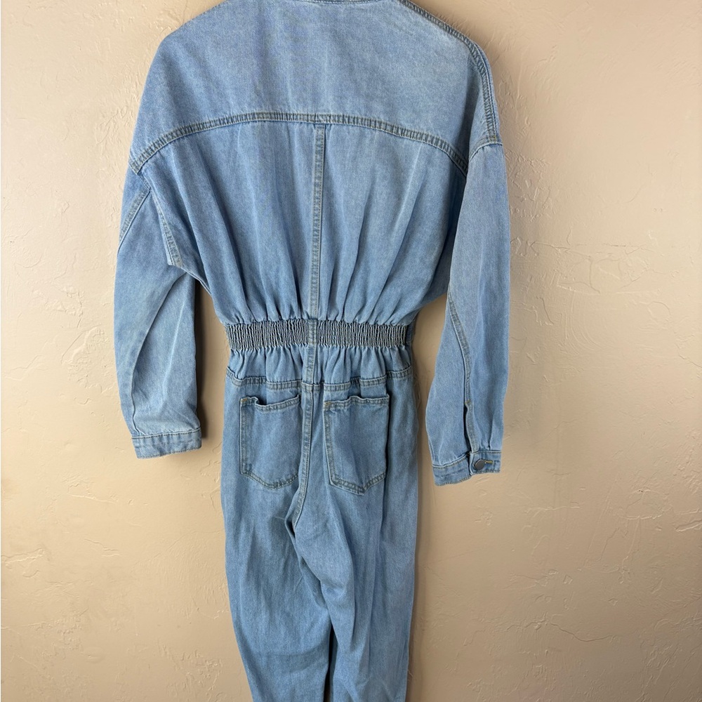 Mabel Light Blue Denim Jean Jumpsuit Long Sleeve Buttons Women’s size medium - Picture 7 of 11
